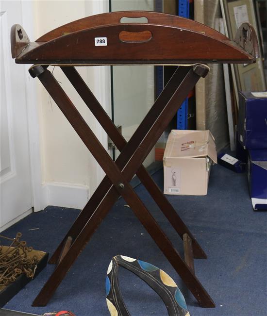 A butlers tray on stand, H.84cm